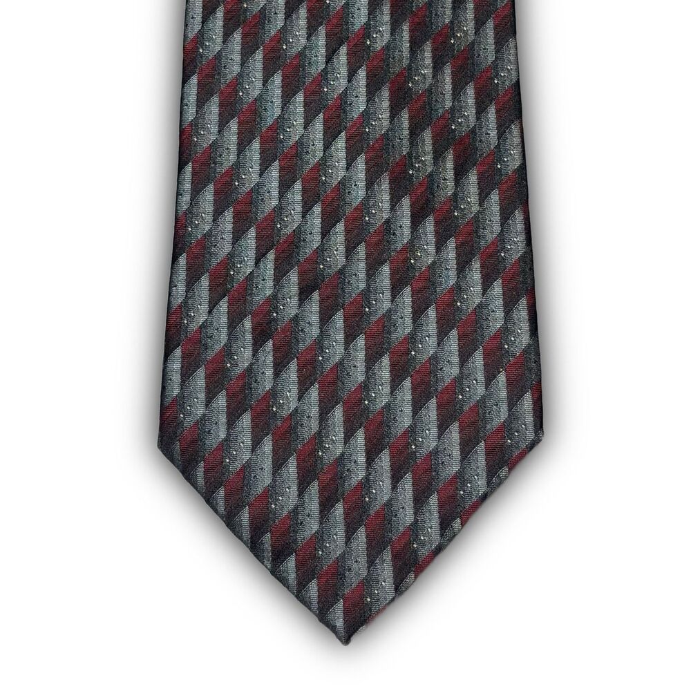 Vintage Geometric Silk Tie Black Red